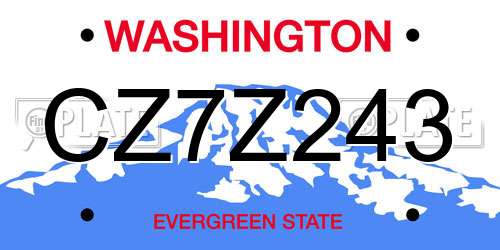 CZ7Z243 Washington License Plate