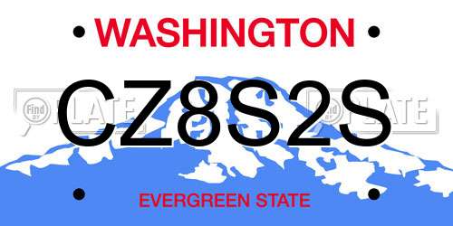 CZ8S2S Washington License Plate