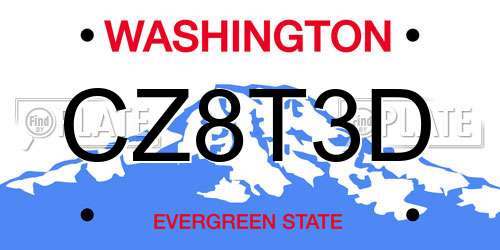 CZ8T3D Washington License Plate
