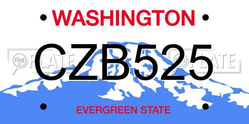 CZB525 Washington License Plate