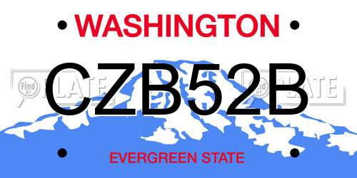 CZB52B Washington License Plate