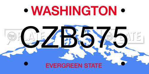 CZB575 Washington License Plate