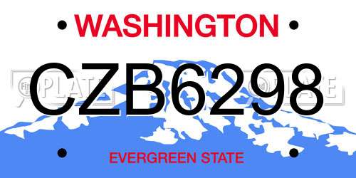 CZB6298 Washington License Plate
