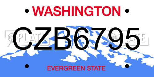 CZB6795 Washington License Plate