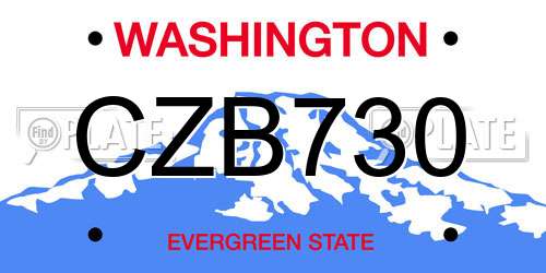CZB730 Washington License Plate
