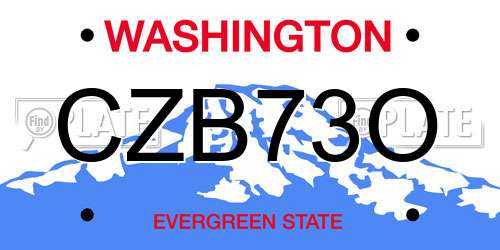CZB73O Washington License Plate