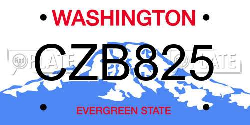CZB825 Washington License Plate