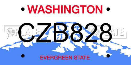 CZB828 Washington License Plate