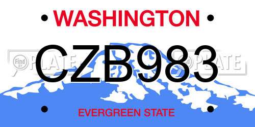CZB983 Washington License Plate