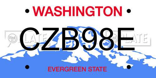 CZB98E Washington License Plate