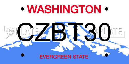 CZBT30 Washington License Plate