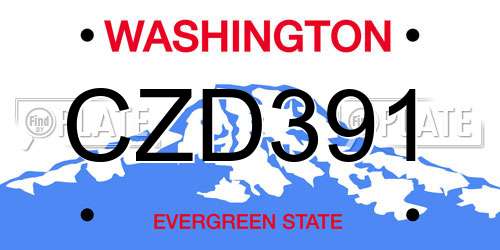CZD391 Washington License Plate