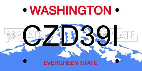 CZD39I Washington License Plate