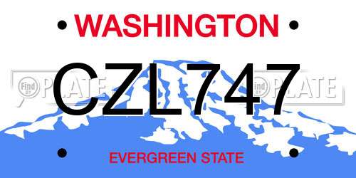 CZL747 Washington License Plate