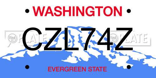 CZL74Z Washington License Plate