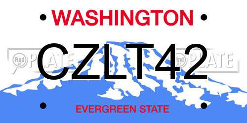 CZLT42 Washington License Plate