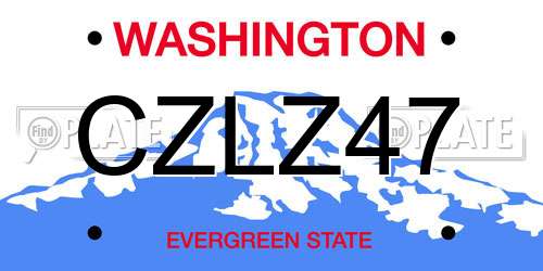 CZLZ47 Washington License Plate