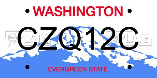 CZQ12C Washington License Plate