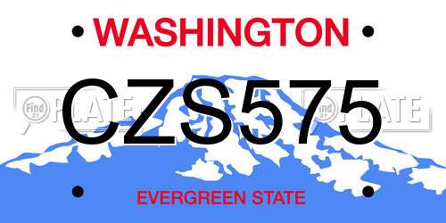 CZS575 Washington License Plate