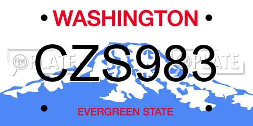 CZS983 Washington License Plate