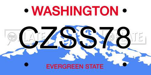 CZSS78 Washington License Plate