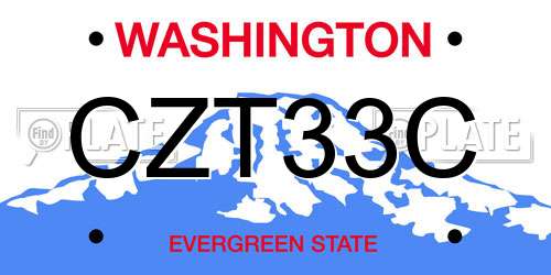 CZT33C Washington License Plate