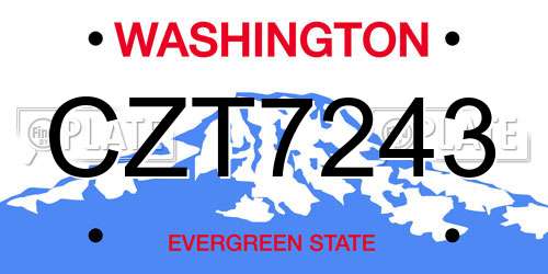 CZT7243 Washington License Plate