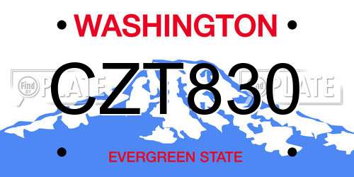 CZT830 Washington License Plate