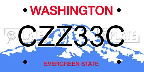 CZZ33C Washington License Plate