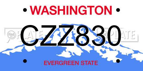 CZZ830 Washington License Plate