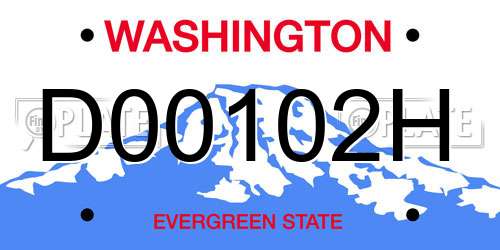 D00102H Washington License Plate