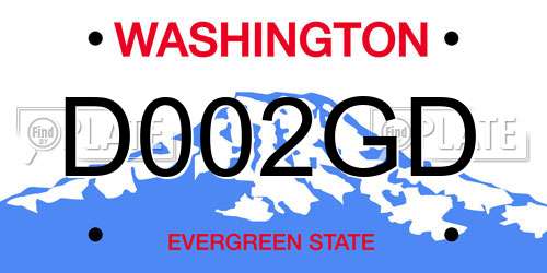D002GD Washington License Plate