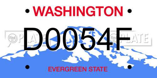 D0054F Washington License Plate