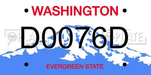 D0076D Washington License Plate