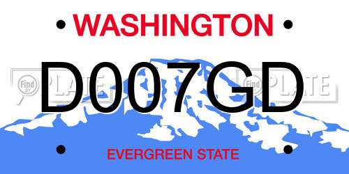 D007GD Washington License Plate