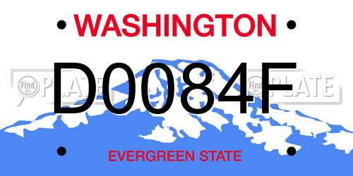 D0084F Washington License Plate