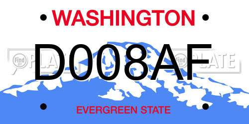 D008AF Washington License Plate