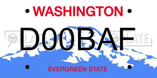 D00BAF Washington License Plate