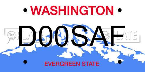 D00SAF Washington License Plate