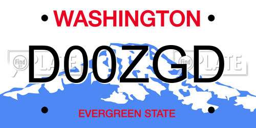 D00ZGD Washington License Plate