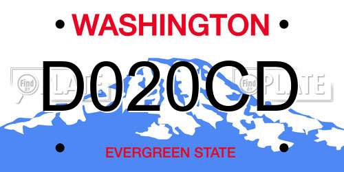 D020CD Washington License Plate