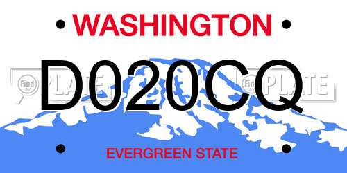 D020CQ Washington License Plate