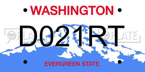 D021RT Washington License Plate