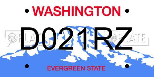 D021RZ Washington License Plate