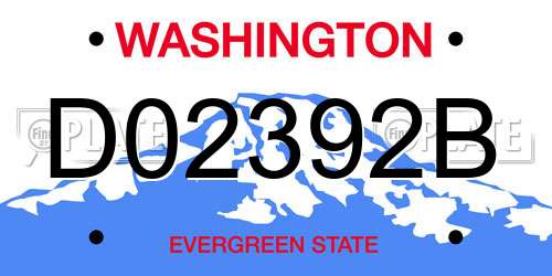 D02392B Washington License Plate