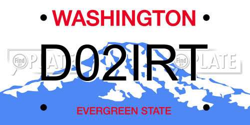 D02IRT Washington License Plate