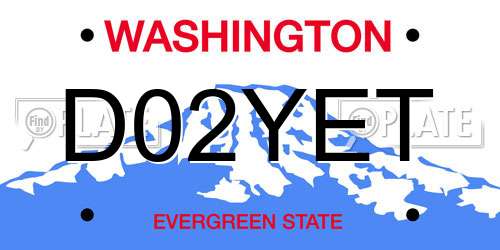 D02YET Washington License Plate