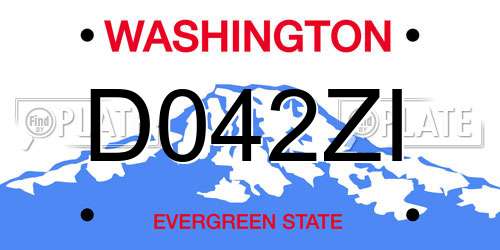 D042ZI Washington License Plate