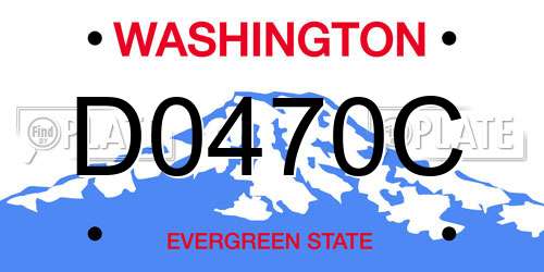 D0470C Washington License Plate