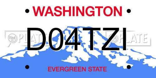 D04TZI Washington License Plate